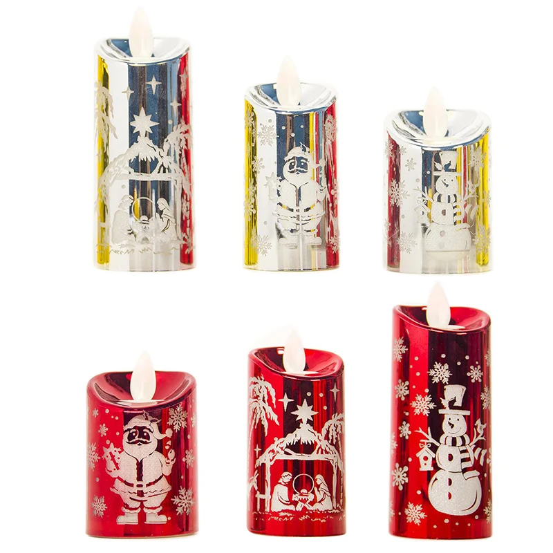 Креативная Рождественская имитация маленькая свеча фонарик резьба Санта