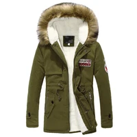 mens winter hooded cotton padded jacket mid length mens korean style plus velvet cotton padded jacket men winter coat