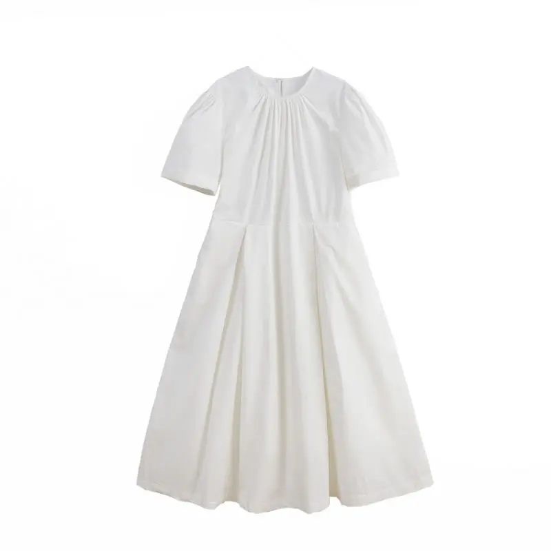 

XITAO White Dress Fashion Solid Color Women Bandage Pullover Goddess Fan Casual Style Loose 2021 Summer Minority Dress LDD1650