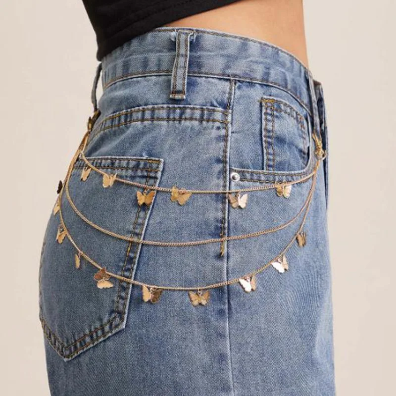 

AE-CANFLY Butterfly Waist Chains Multi-layer Simple Creative Ladies Temperament Gold Electroplated Alloy Accessories Chains