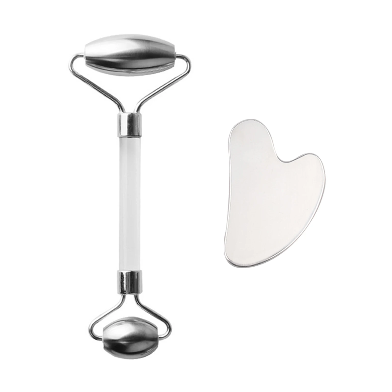 

Гуашь тела похудения удаления морщин с доска гуаша Нержавеющая сталь Двойные головки Портативный Лифт уход за кожей ролик для массажа лица