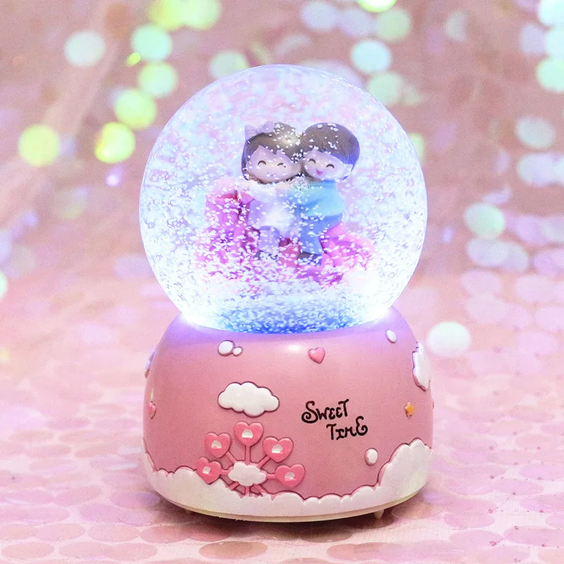 Романтическая пара хрустальных снежных шаров стеклянная музыкальная шкатулка