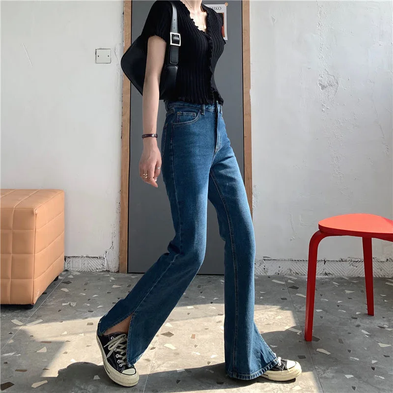 

Woman Jeans Loose Vintage Streetwear Pants Highwaist Flared Jeans Spring and Autumn Trousers Women