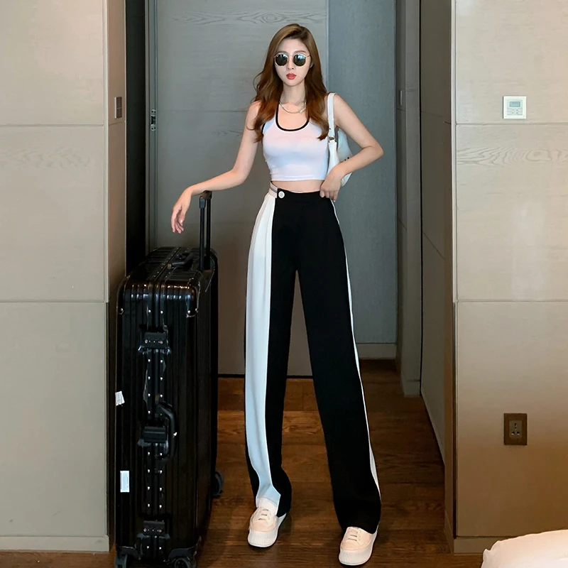 Дешевые женские джоггеры спортивные брюки повседневные широкие полосатые в