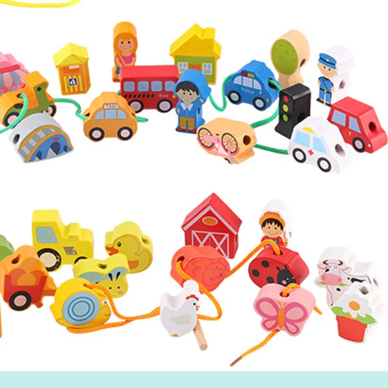 

Creative Wooden Block Toys String Lacing Blocks Educational Toys Learning Toys Kids Gifts