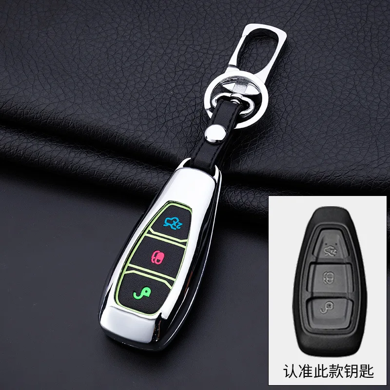 Zinc Alloy Car Key Cover Case For Ford Fiesta Focus 3 4 Mondeo Ecosport Kuga Focus ST Car Key Smart Remote Key Case Fob key bag