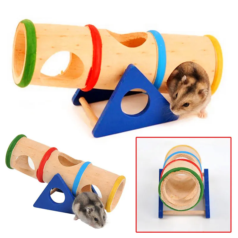 Hamster Seesaw Wooden Rat Tunnel Tube Pet Toys Small Animal Mice Activity Mouse Chinchillas Playground | Дом и сад