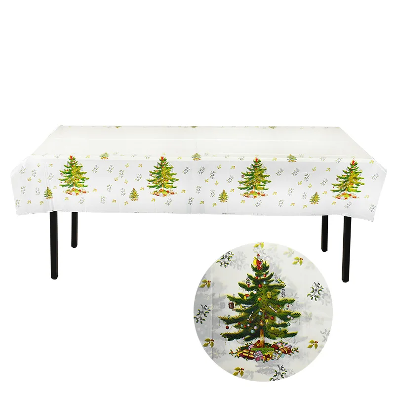 1pc tablecloth T09 НОВАЯ РОЖДЕСТВЕНСКАЯ скатерть с принтом, бумажные полотенца, креативная ПВХ скатерть, новогодняя Рождественская настольная одноразовая посуда, принадлежности - Цвет: 1pc tablecloth T09