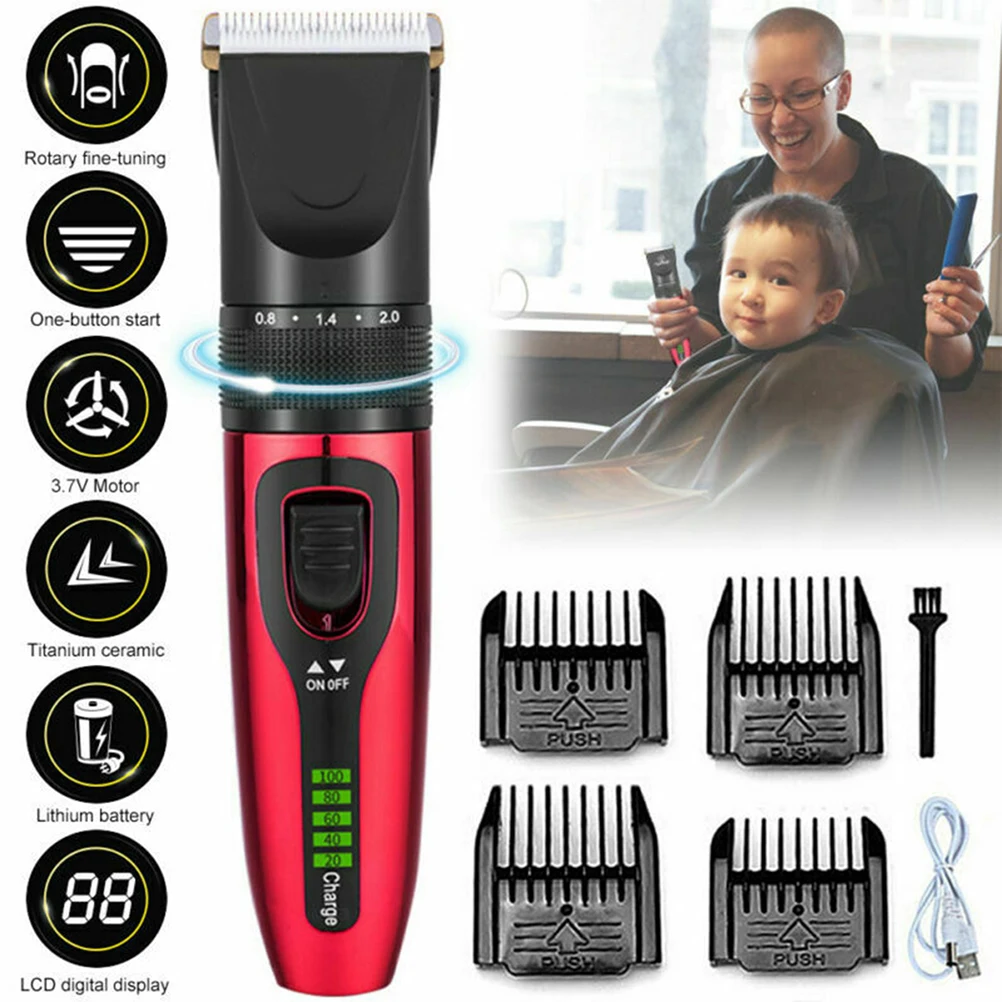 

USB Barber Hair Clipper Set Professional Hair Trimmer Men Beard Electric Cutter Tool Adult Child For Barber Shop Family