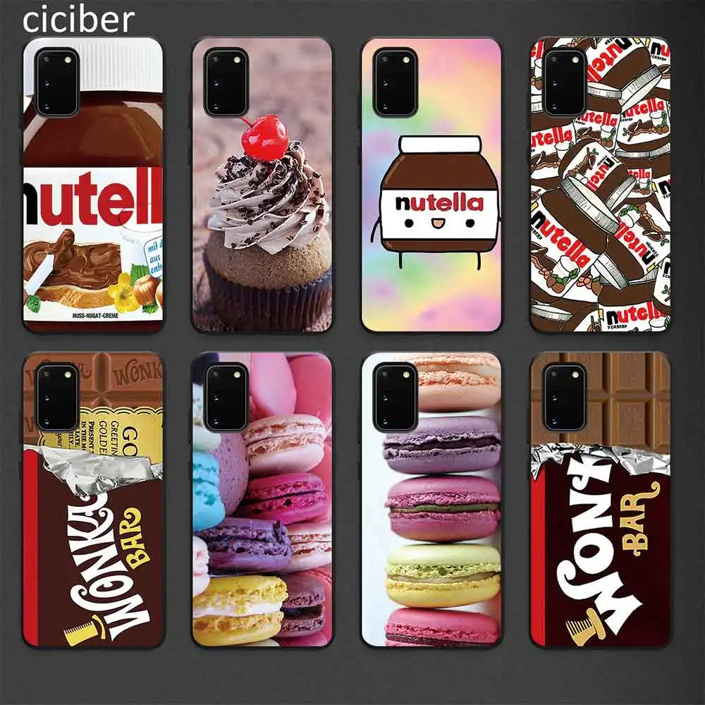 

Chocolate Macaron Case for Samsung A50 A51 A70 A71 A72 A21S A52 A02S A12 S10 S20 S9 S8 S21 Plus Ultra Note 20 10 Plus Soft Funda