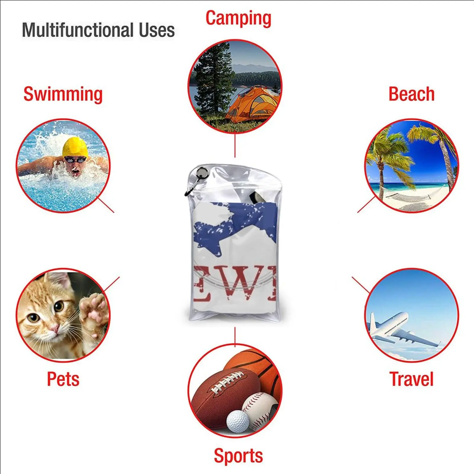 Полотенце быстросохнущее портативное для спортзала спорта велоспорта