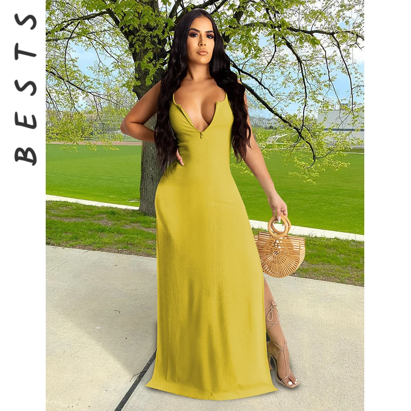 

В рубчик с сексуальным v-образным вырезом Повседневное платье-макси без рукавов для женщин с низким вырезом на спине на молнии с ремнем на пя...