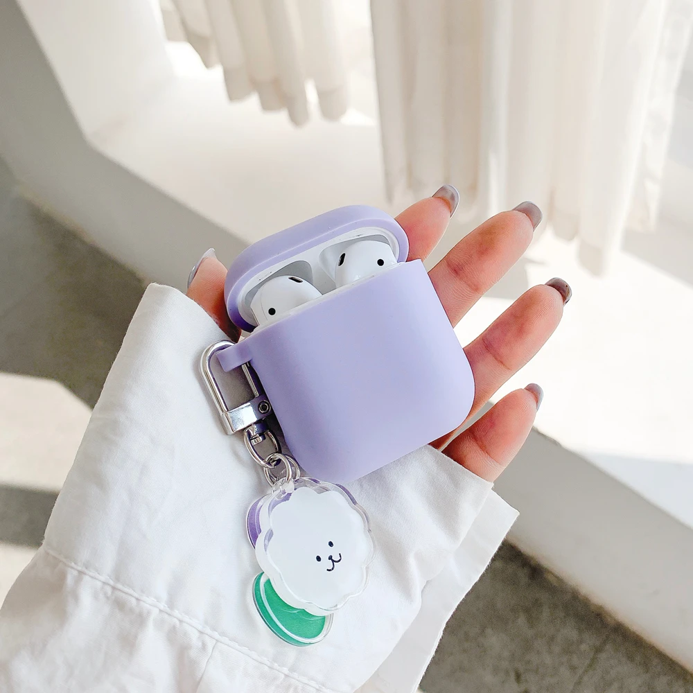 

Фиолетовый жидкий силиконовый чехол для Airpods 2 1 чехол для зарядки наушников Защитный чехол для Airpods Pro Чехол с подвеской для собаки