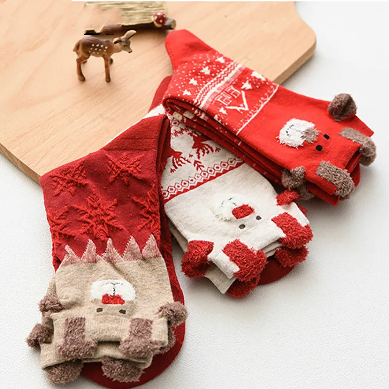 

Женские теплые носки, стереоскопический олень, Санта-Клаус, Рождество 2021