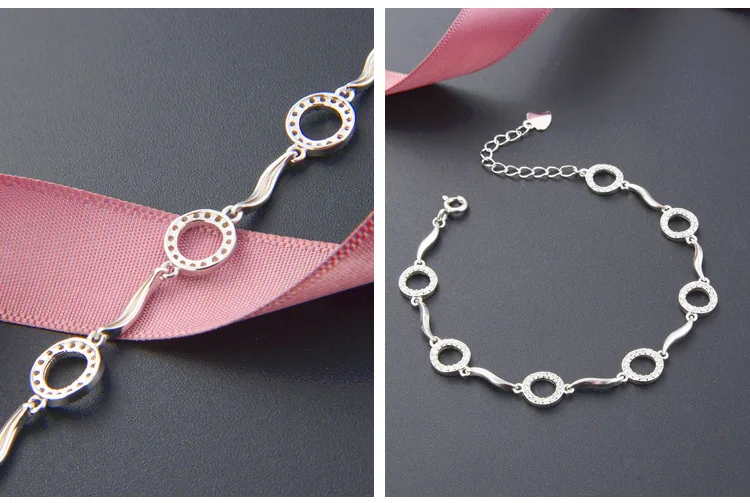 

New high quality real s925 bracelets fashion jewelry circle charm bracelet female brace lace fashion accessories jewel women