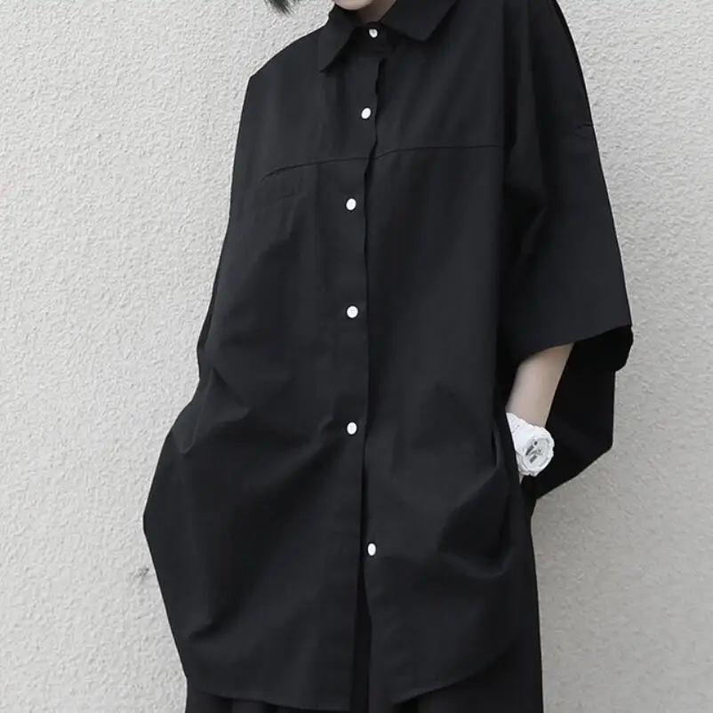 

HOT / Summer Women New Fashion Personalized Customize large size Pure color simple tooling short short-sleeved shirt/S-6XL