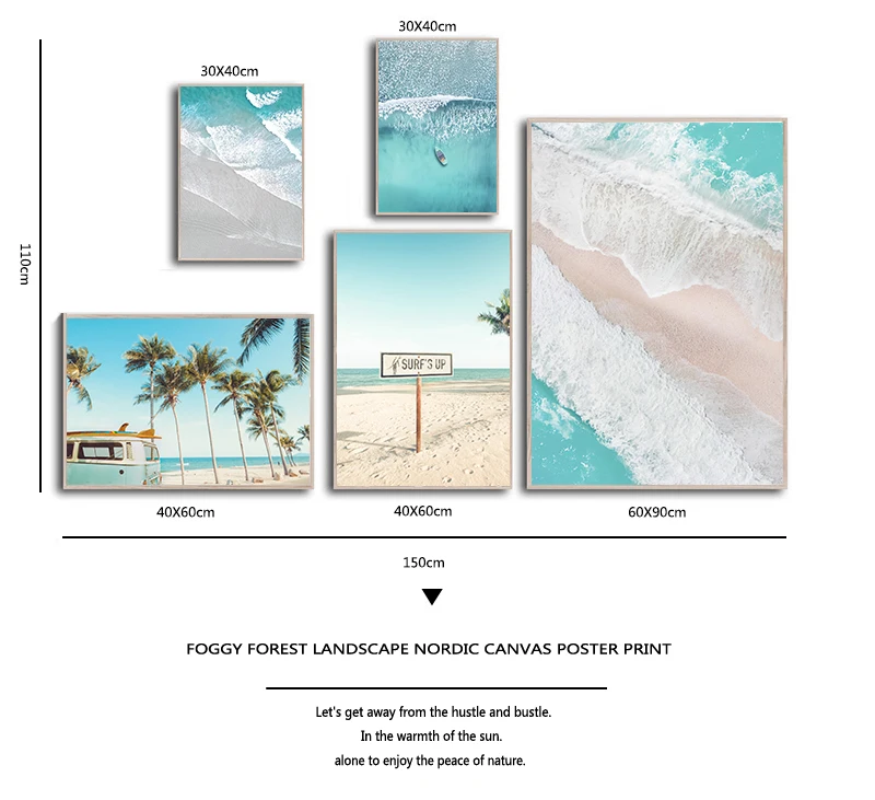 Скандинавская Настенная картина с изображением лодки морских волн | Дом и сад