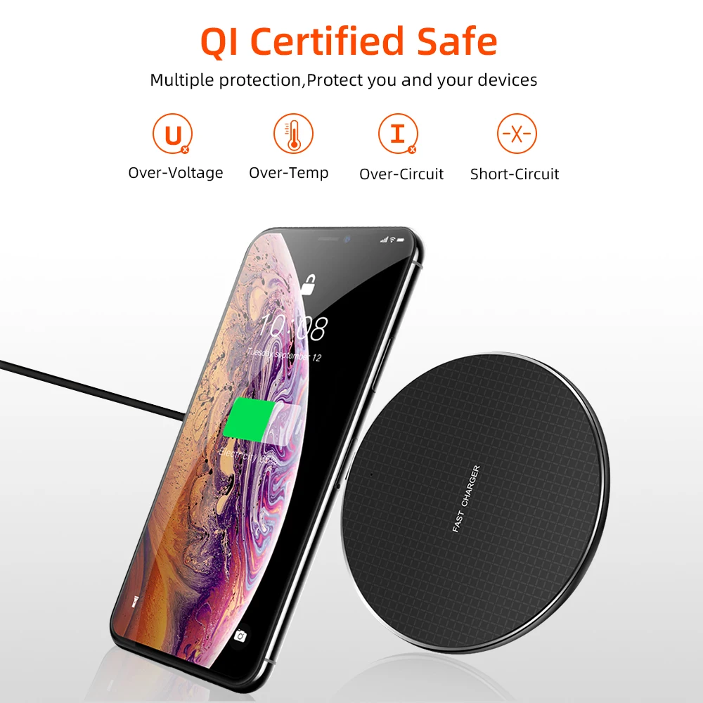 Беспроводное зарядное устройство Fiuzd Qi для iPhone 11 Pro XS Max XR X 8 Plus|Зарядные устройства