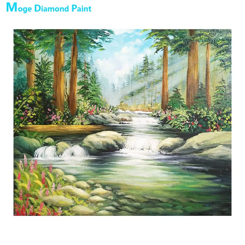 

Forest Trees River Diamond Painting Round Full Drill Scenic Nouveaute DIY Mosaic Embroidery 5D Cross Stitch Home Decor Gifts