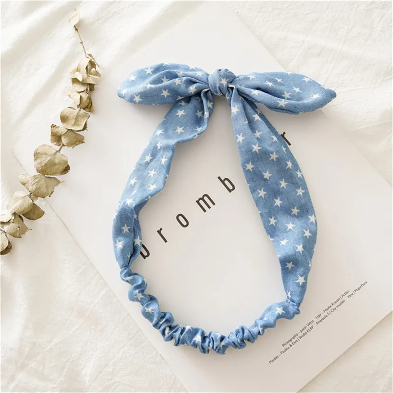 1 light blue star 1 предмет, модный твист крест узел печати богемный головной убор эластичный обруч для головы Тюрбан повязка на голову с цветочным принтом женские аксессуары для волос для Для женщин - Цвет: 1 light blue star