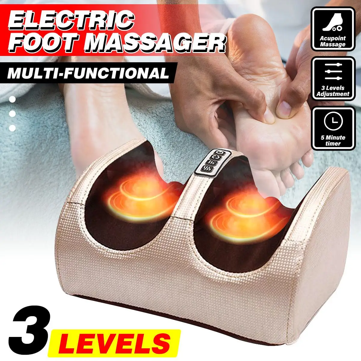 

110-240V Electric Foot Massager Heating Body Relaxation Kneading Roller Shiatsu Foot Massage for Relief Leg Pain Relief Relax
