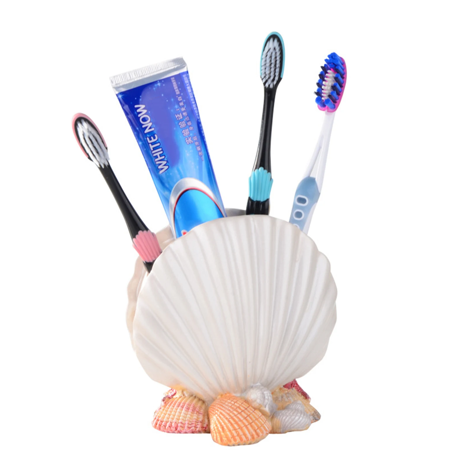 

Newly Shell-shaped Toothbrush Holder Marine Themed Resin Pen Case Tableware Organizer for Kitchen Bathroom Table TE889