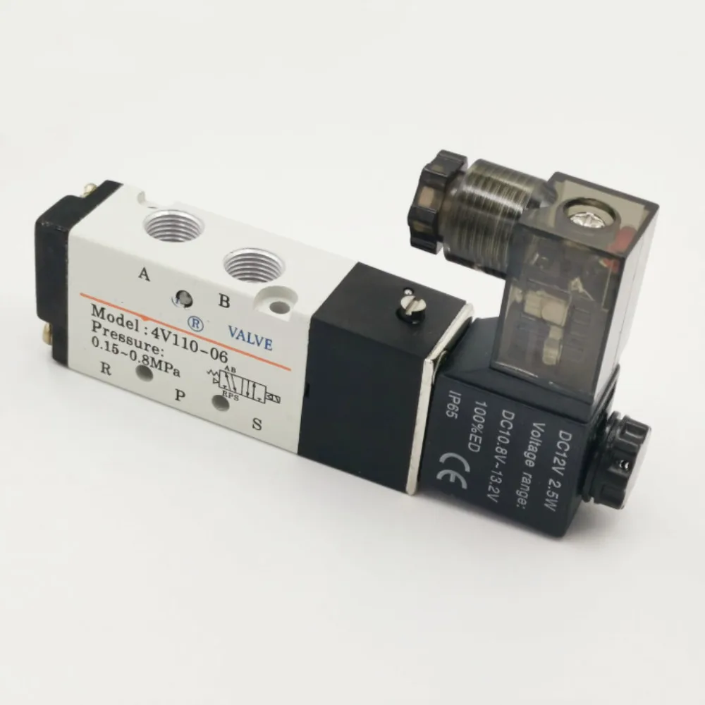 

4V110-06 5 Way 2 Position 1/8" Pneumatic Solenoid Valve DC 24V DC 12V AC 110V AC220V