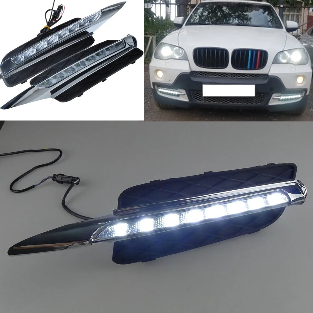 Автомобильные мигающие дневные ходовые огни 2 шт. для BMW X5 E70 2007 2008 2009 2010 дневной