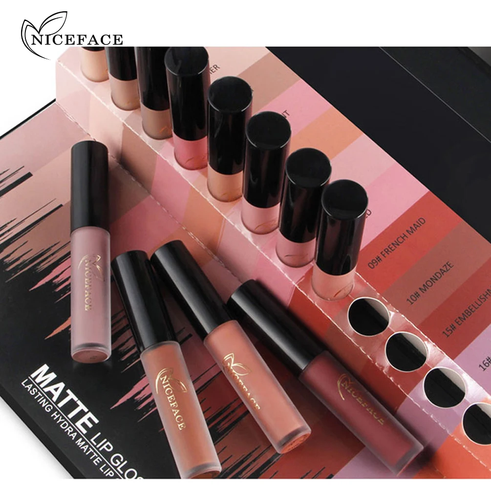 

12 Colors/box Nude Velvet Liquid Lipstick Kit Lips Makeup Cosmetics Cream Matte Lip Gloss Set Waterproof Silky Lip Stick Cream