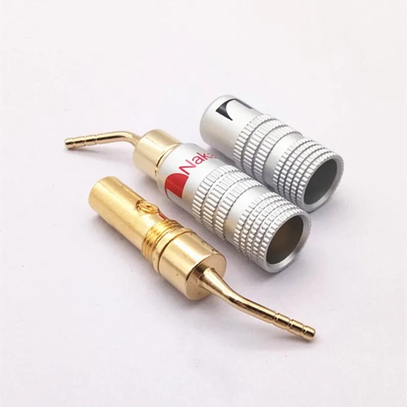 

2Pcs/lot Nakamichi Banana Plug 2mm Gold Plated copper Speaker Screws Lock connector Angel pin wire type audio amplifier plug