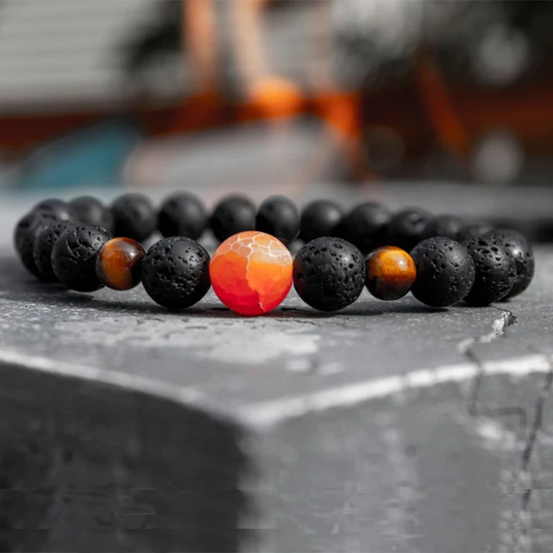 FFWFF браслет ручной работы из нейронной лавы и бисера мужской Тибетский Будды Шарм