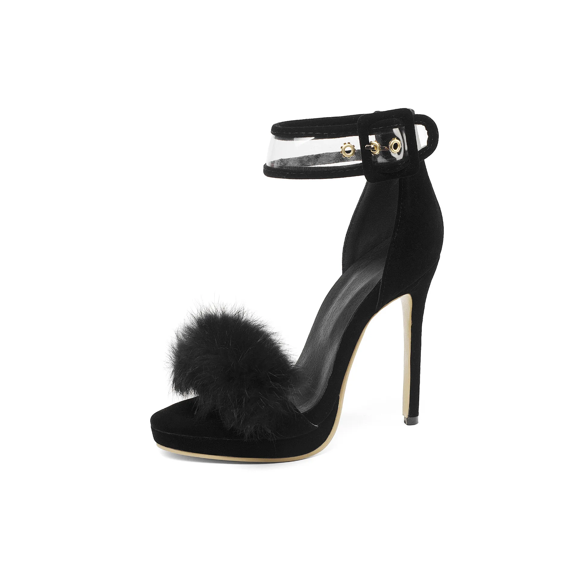 

Plastic Sandal Spring Shoes Suit Female Beige Summer Heels Shallow Mouth 2021 Women's Nubuck Transparent Black Comfort Girls Ela