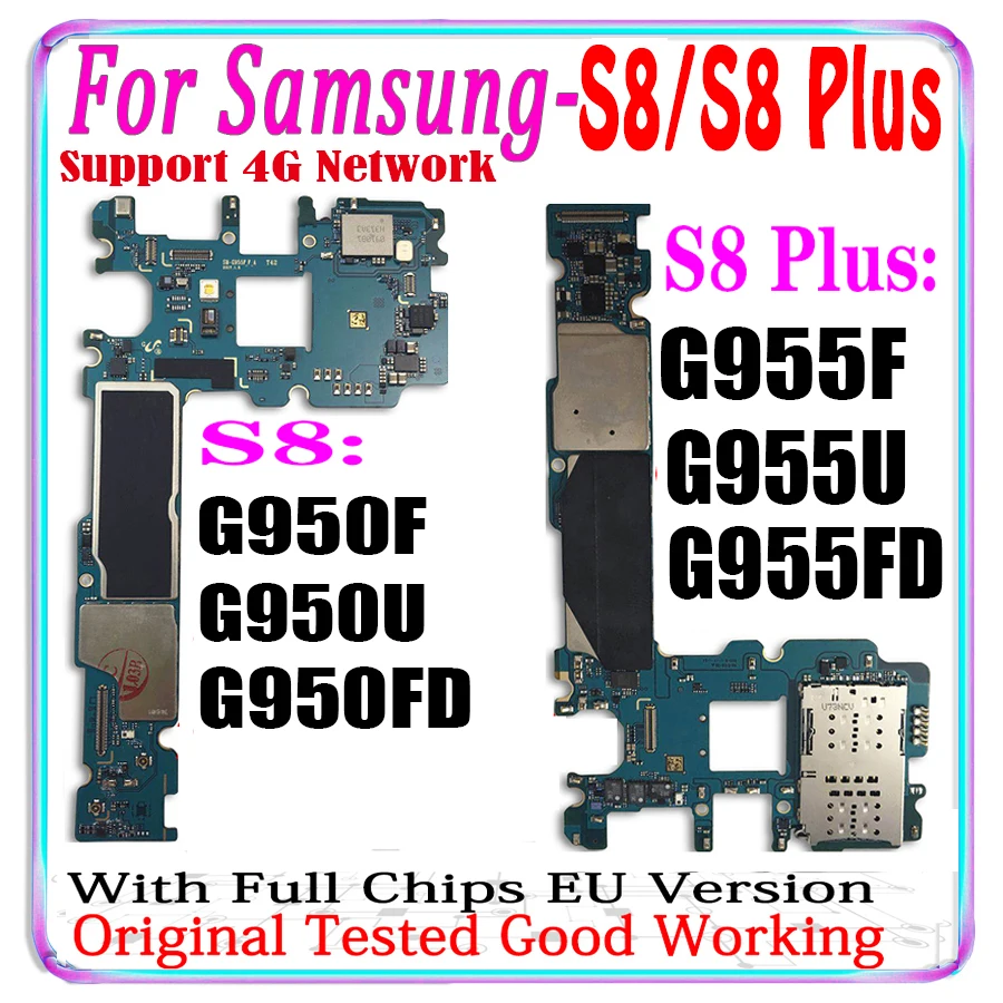 Free shipping For Samsung Galaxy S8 Plus G955F G955FD G955U S8 G950F G950FD G950U 64GB Original Unlocked Motherboard Eu Version enlarge