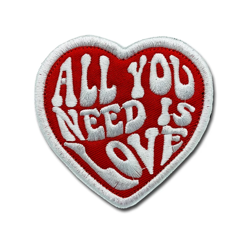 ALL YOU NEED IS LOVE Patches high quality Embroidered Creativity Badge Hook Loop Armband 3D Stick on Jacket Backpack Sticker