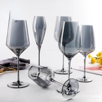 electroplated smoky grey goblet inclined lipstick glass champagne glass crystal glass ion plated rainbow cup
