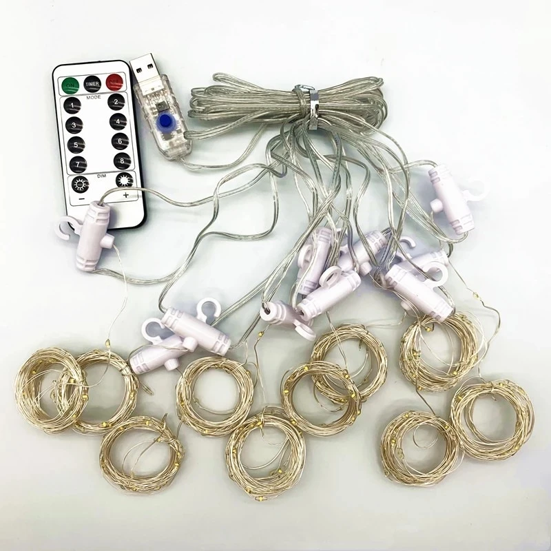 

3M USB LED Curtains String Light Remote Control with Hook Christmas Lights Home Decor Christmas Decoration New Year Led Lights