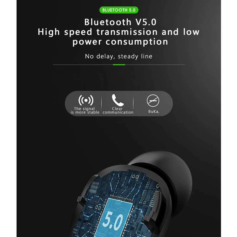 Bluetooth 5 0 наушники с цифровым дисплеем TWS сенсорным бинауральным 6D стерео зарядным