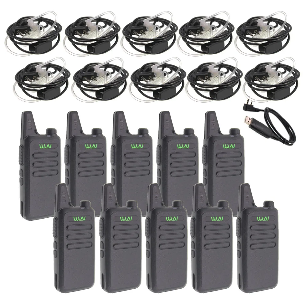 10 шт. WLN KD-C1 мини-рация UHF 400-470 МГц 5 Вт Мощность 16 канальный мини-портативный трансивер лучше, чем BF-888S - Цвет: Add Earpiece