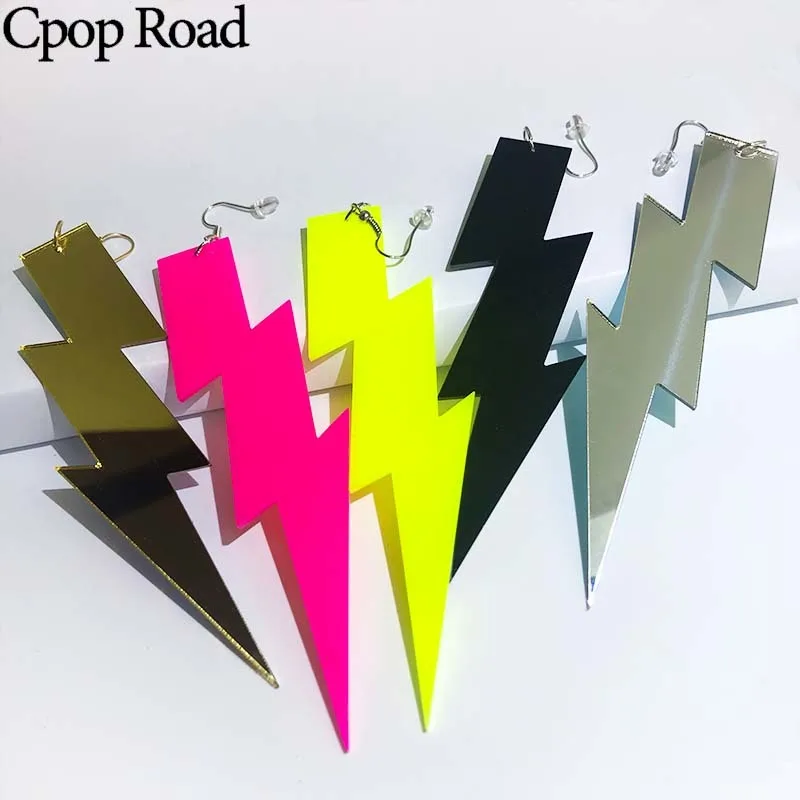 

Cpop Lightning Punk Acrylic Earrings for Women Exaggeration Long Acetic Acid Pendant Dangle Earrings Fashion Jewelry Accessories