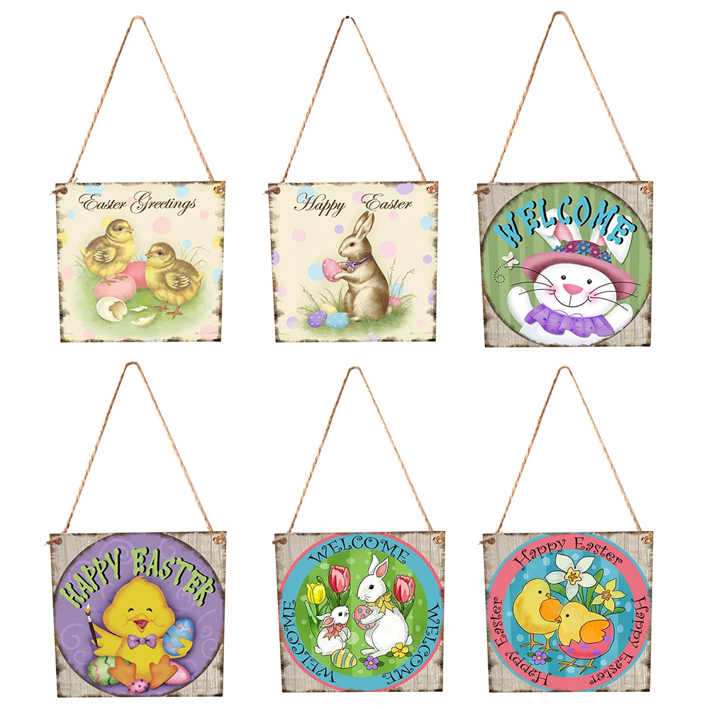 Креативная Пасхальная подвесная доска с рисунком кролика из дерева семейный