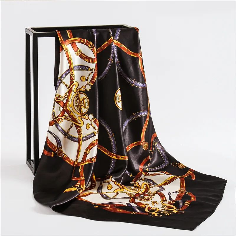 2021 дизайнерские квадратные атласные шарфы для женщин маленький хиджаб шарф