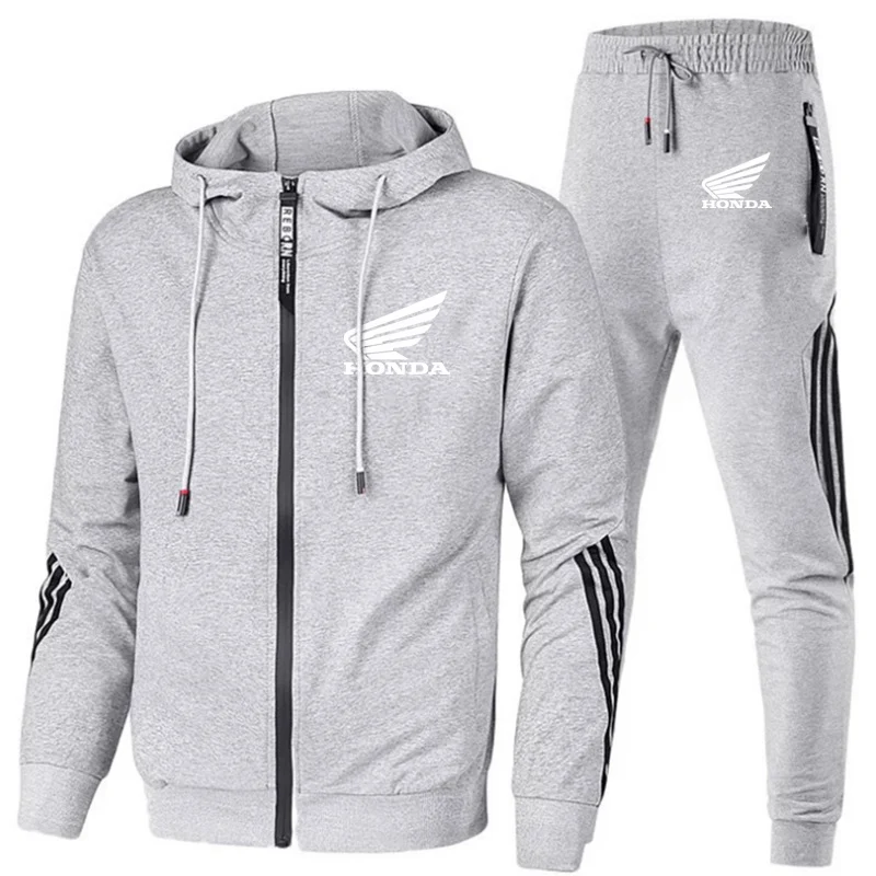

2020 Mens Honda Car Logo 2 Pieces Sets Tracksuit Hooded Sweatshirt+pants Pullover Hoodie Sportwear Suit Casual Mans Clothes