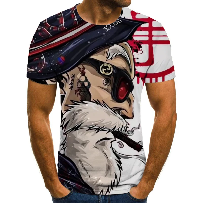 

2021 summer new men's fashion casual 3D printing animation creative tortoise fairy T-shirt large size short sleeve wholesale