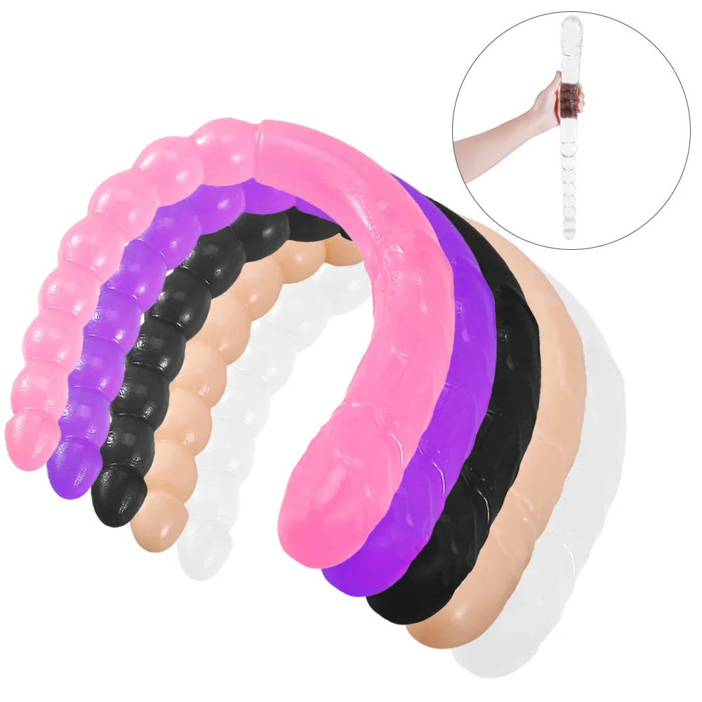 370mm Extra Long Soft anal dildo Double ended Head gay Dildo Toy For Adult Flexible Jelly Vagina dildos for women Lesbian | Красота и