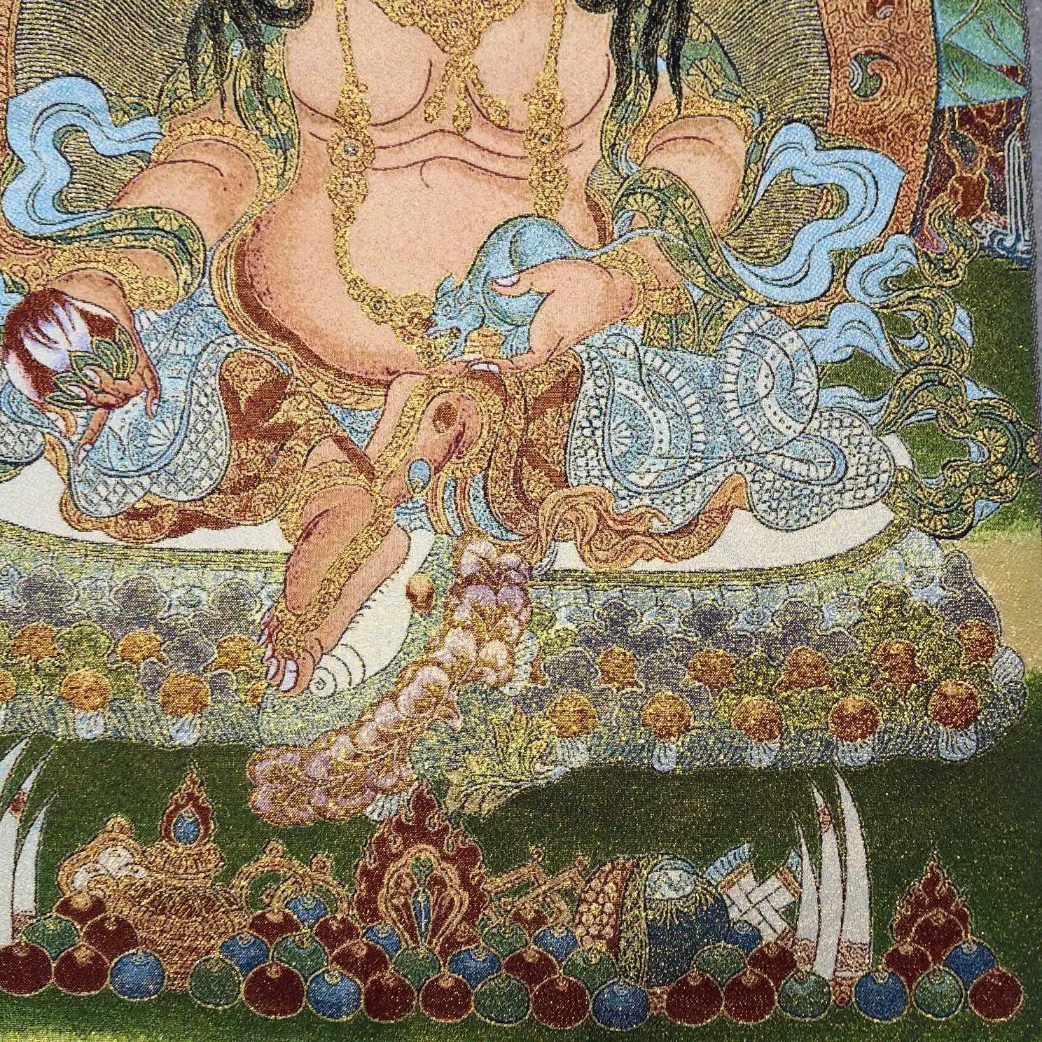 

Tibetan Buddha Thangka Yellow God Of Wealth