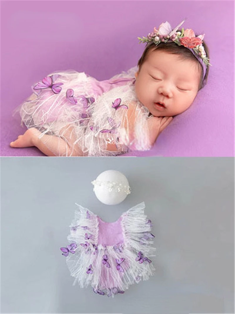 Traje de princesa de encaje para beb&eacute; ni&ntilde;a, accesorios de fotograf&iacute;a reci&eacute;n nacido, mono, pelele, ropa de fotograf&iacute;a-1