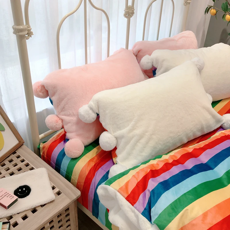 Зимний мультфильм Радуга набор для печати бархатные постельные принадлежности