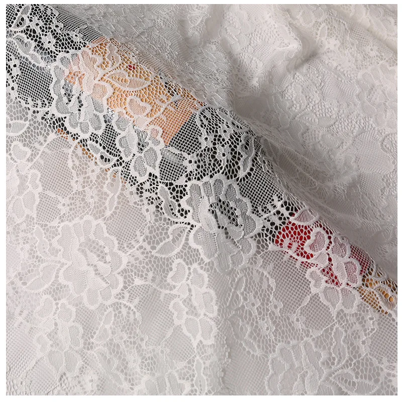 Стрейчевая цветочная вышивка на кружевной ткани из нейлона с лайкрой и мешком для платья, свадебного занавеса черного, белого, темно-синего и красного цветов за метр.