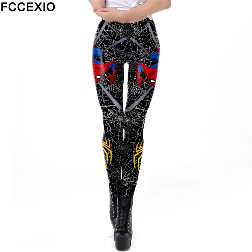 

FCCEXIO Party Series New Spider Web Hero 3D Print Women Sexy Leggins Casual Workout Fitness Pants Sports Legging