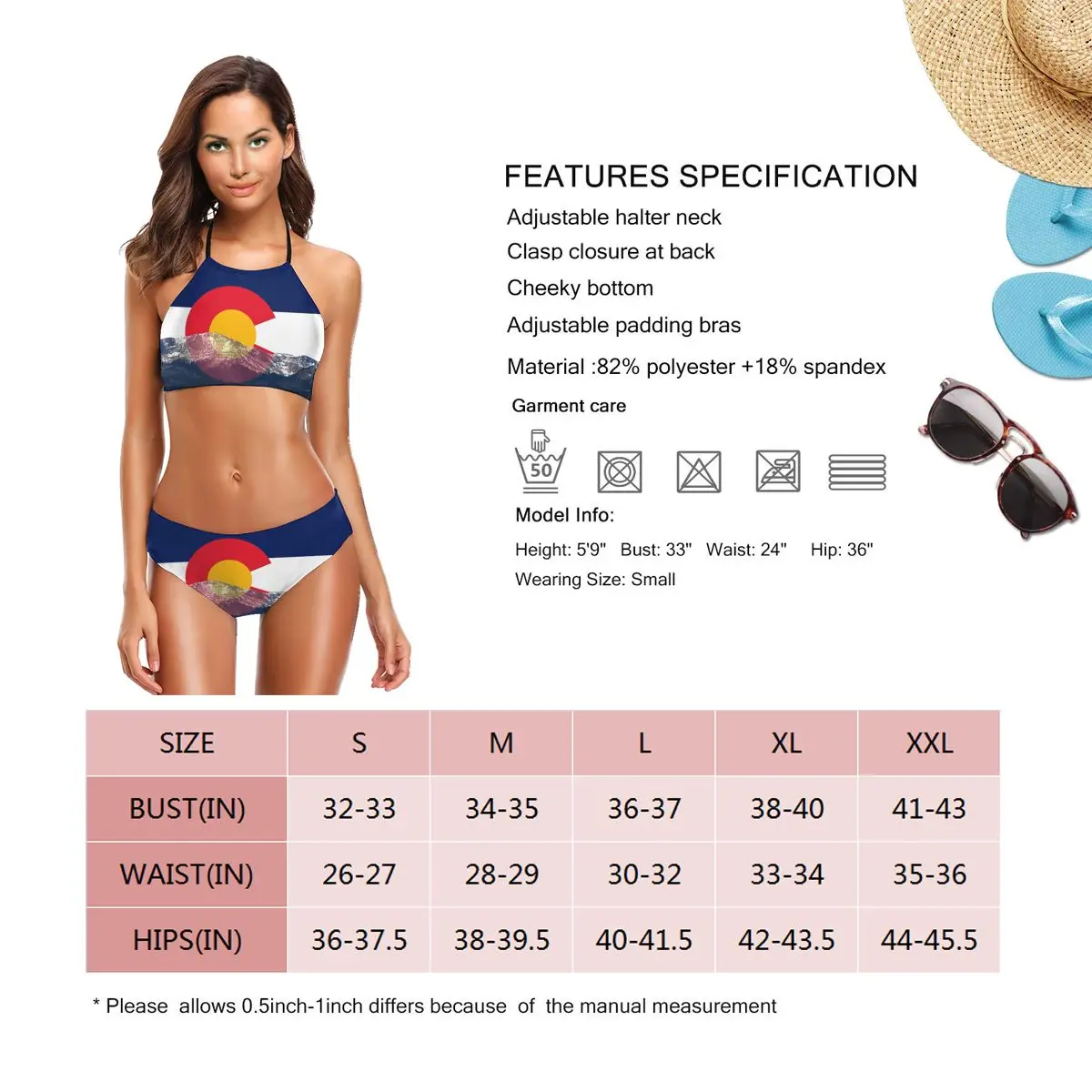 

Bikinis Pikes Peak Colorado Flag Exotic 2021 Women Swimsuit Low Waist women's top R333 Women Beach wear